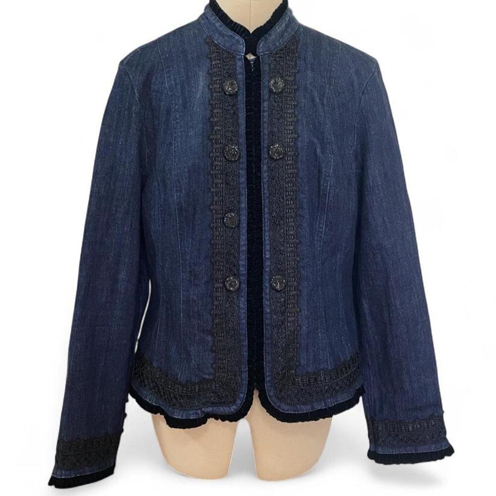 2016 INC International Concepts Blue Denim military Jacket, size XL